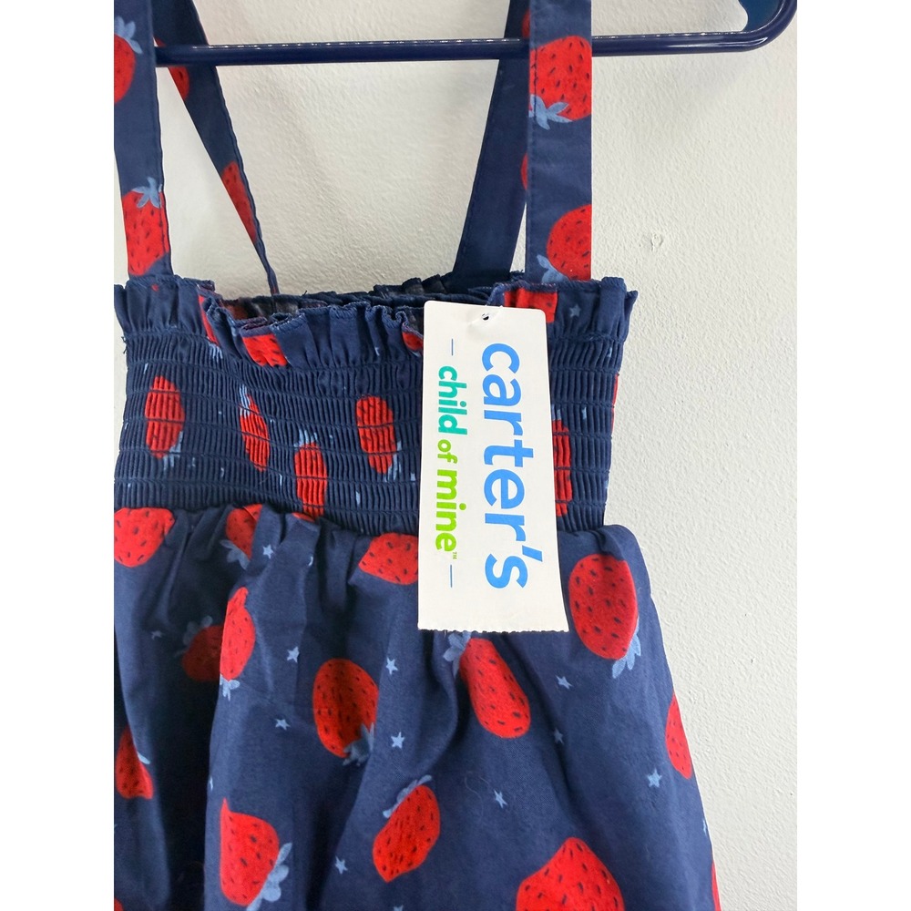 NWT Carters Child of Mine Girls Navy Strawberry Smocked Sundress 5T - Picture 5 of 8